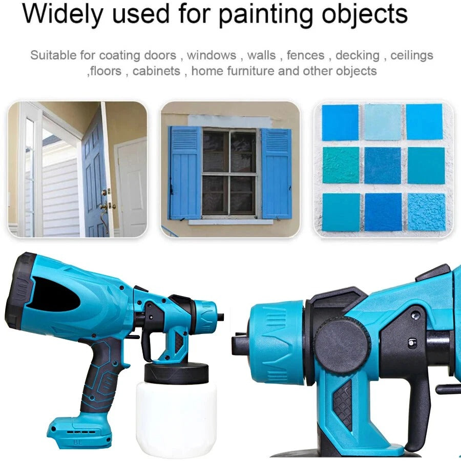 High Pressure Cordless Paint Sprayer Electric Airless HVLP Spray Gun