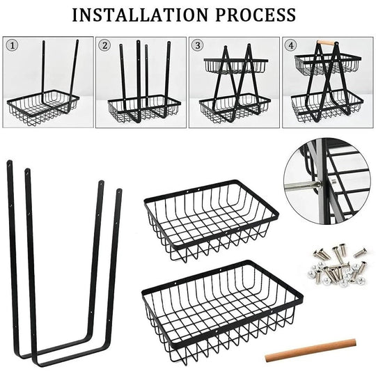 2-Tier Iron Fruit & Vegetable Storage Basket